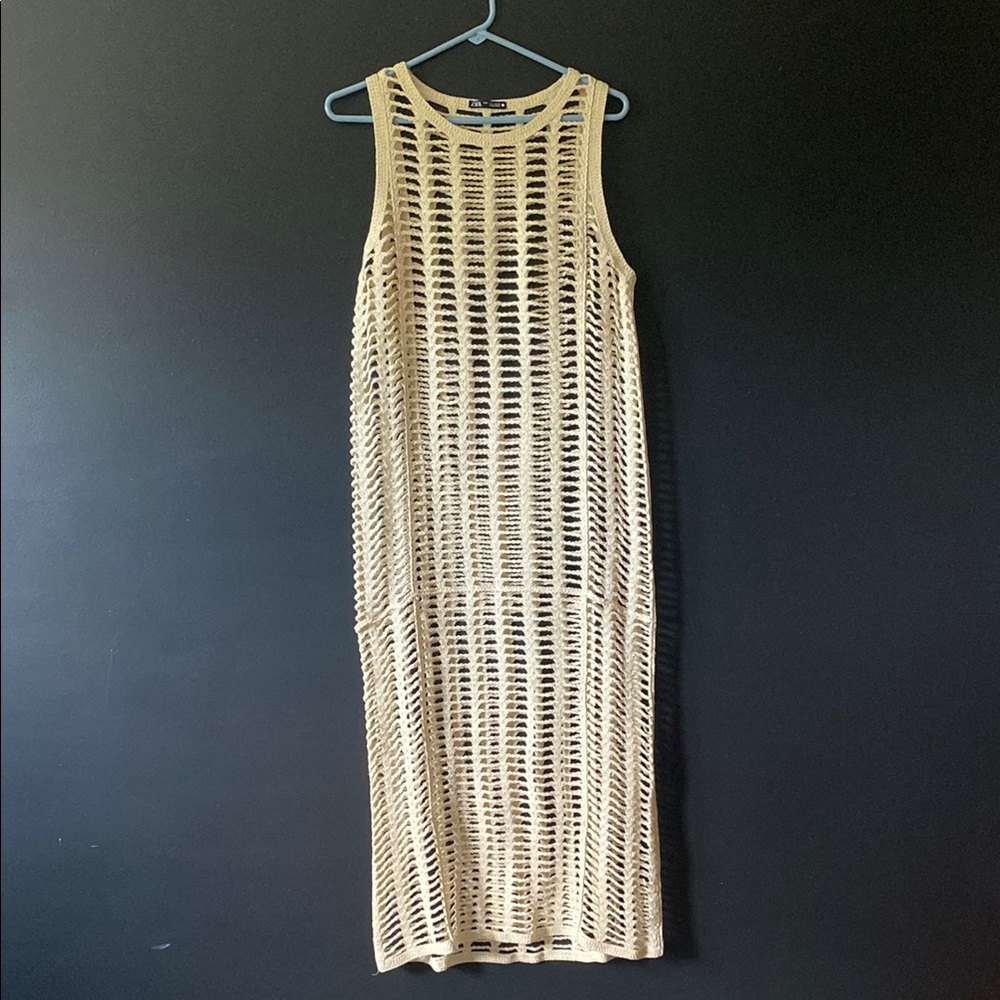 Zara Cream Sheath Maxi Dress